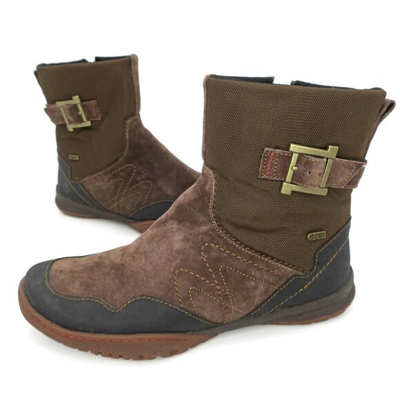 Merrell Espresso Albany Brown Leather Zip Ankle Boots Dry J42356 Women's 7M - Picture 1 of 4